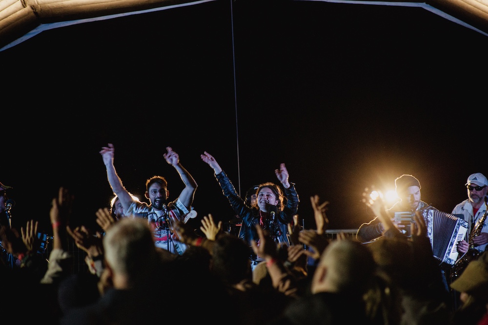 Crowd enjoying a live concert of frente sudaka at the Latin American Spring Festival
